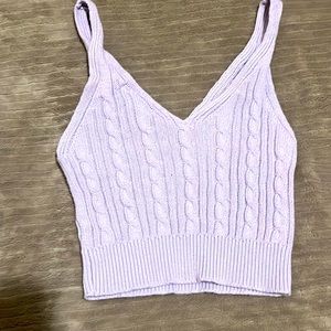 purple knitted crop top